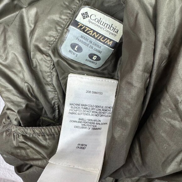 Columbia Titanium 700 Down Reversible Puffer Green Brown Jacket Men's Size L - Picture 13 of 16